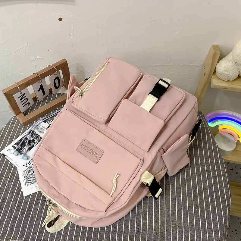 Canvas Large Capacity Backpack For Women Schoolbag For Teenager Girls