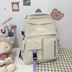 Canvas Large Capacity Backpack For Women Schoolbag For Teenager Girls