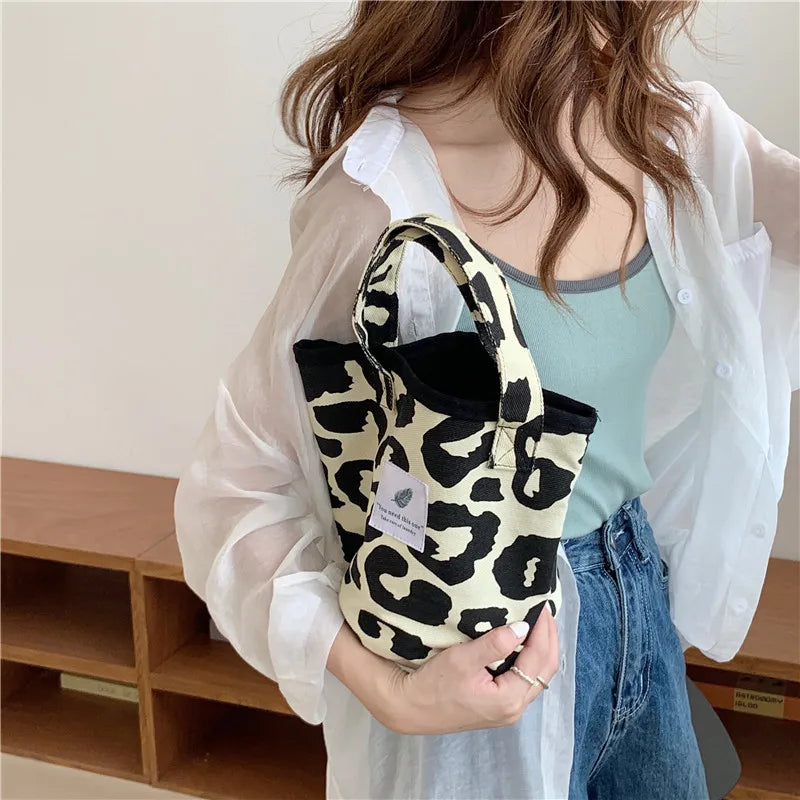 Leopard Shoulder Bag Ladies Canvas Shopping Bag