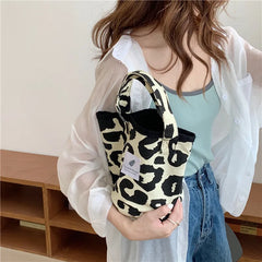 Leopard Shoulder Bag Ladies Canvas Shopping Bag