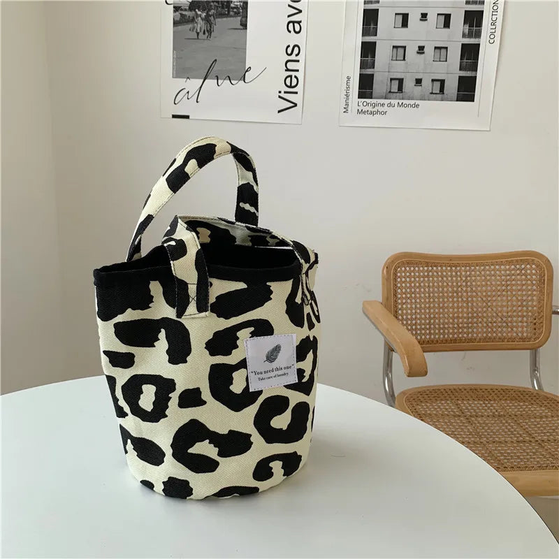 Leopard Shoulder Bag Ladies Canvas Shopping Bag