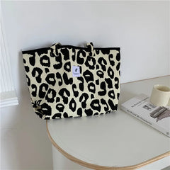 Leopard Shoulder Bag Ladies Canvas Shopping Bag