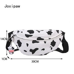 Cow Print Waist Bag for Women Vintage Multifunction Fanny Pack