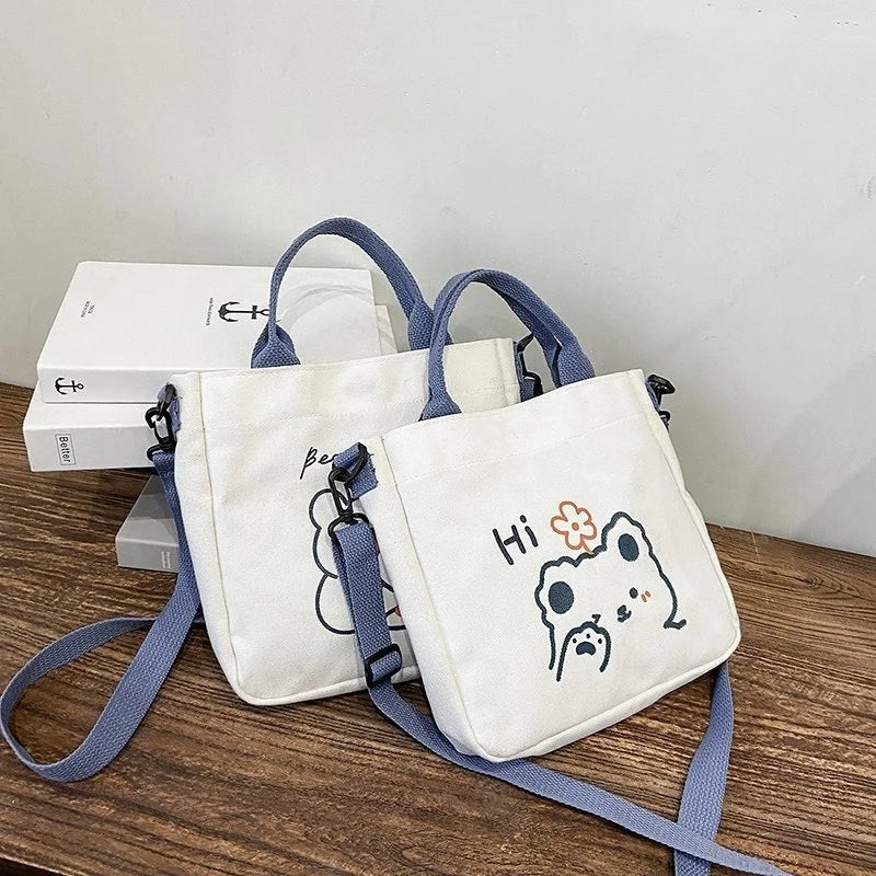 Bear Canvas Bag Female Shoulder Bag Women Tote Bag High Capacity Handbag