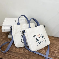 Bear Canvas Bag Female Shoulder Bag Women Tote Bag High Capacity Handbag