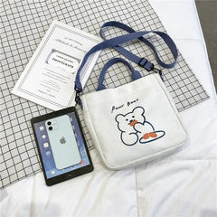 Bear Canvas Shoulder Bag Female Tote Bag Women