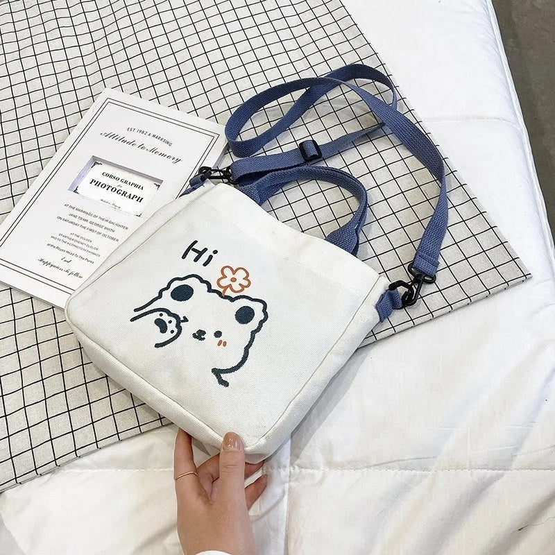 Bear Canvas Bag Female Shoulder Bag Women Tote Bag High Capacity Handbag