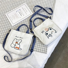 Bear Canvas Shoulder Bag Female Tote Bag Women