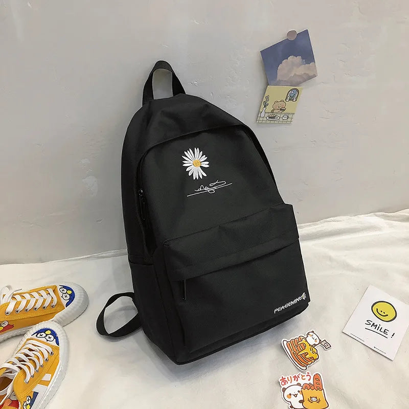Daisy Print Large Capacity Women Backpack Female Bags for Women Travel Backpack