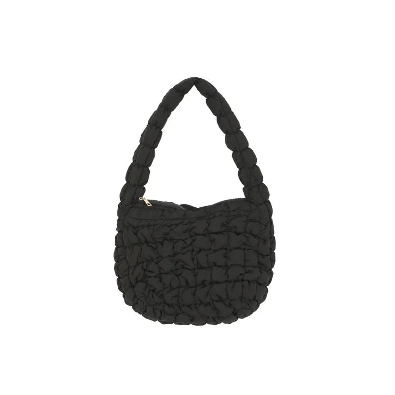 Women's Down Padded Shoulder Bag Bubbles Tote Big Ruched Handbag