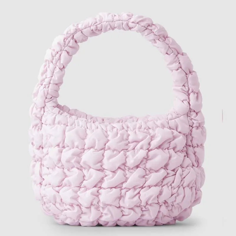 Women's Down Padded Shoulder Bag Bubbles Tote Big Ruched Handbag