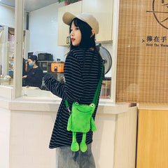 Funny Plush Cartoon Frog Bag Women Shoulder Messenger Handbag