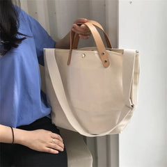 Large Canvas Tote Bag Women Solid Shoulder Handbag Casual Purse
