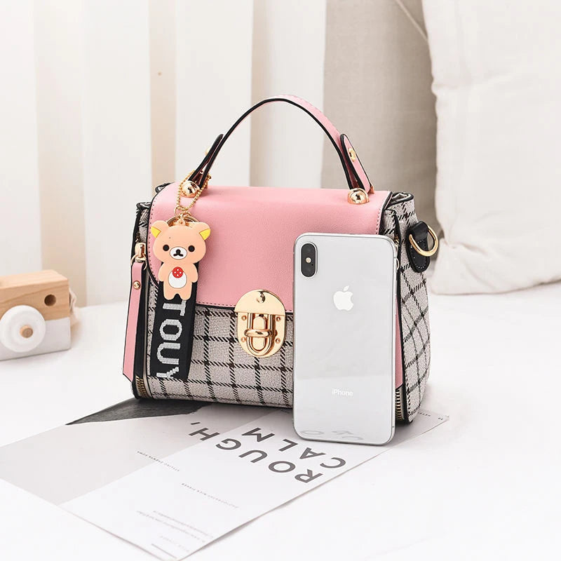 Women School Litter Bear PU Leather Waterproof Handbag Women's Shoulder Bag