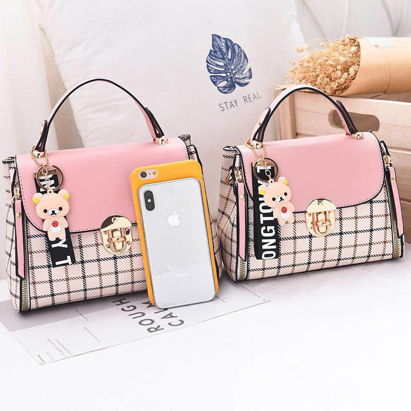 Women School Litter Bear PU Leather Waterproof Handbag Women's Shoulder Bag