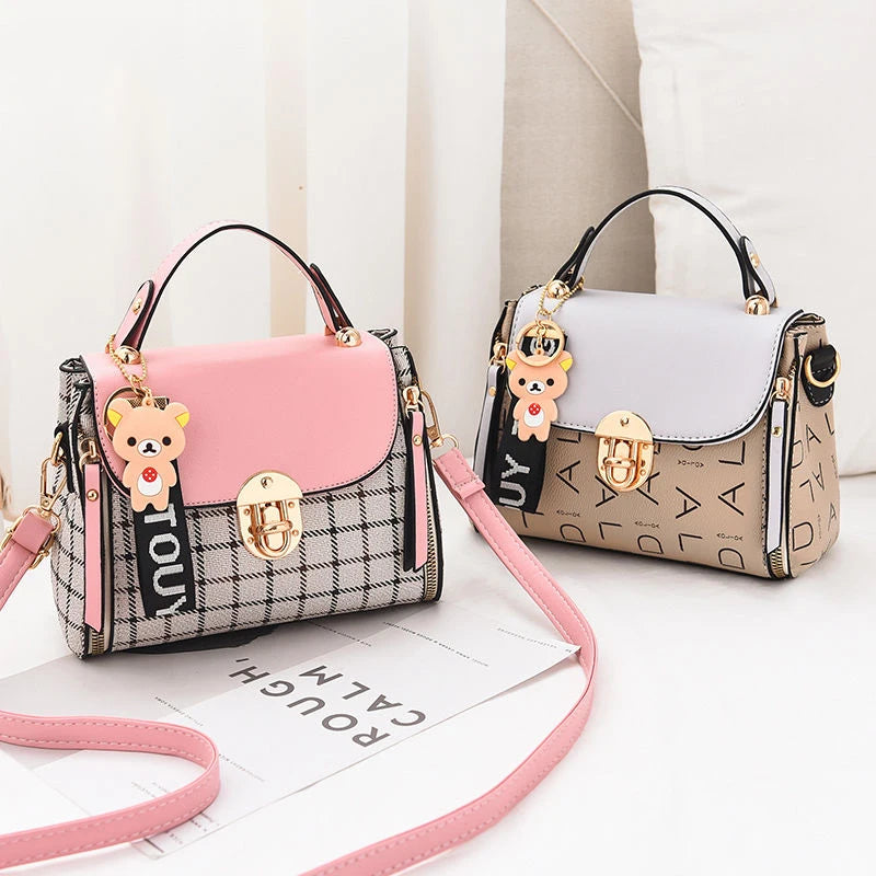 Women School Litter Bear PU Leather Waterproof Handbag Women's Shoulder Bag