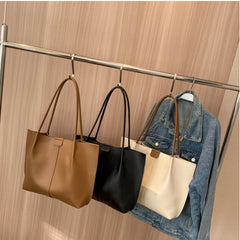 PU Leather Shoulder Bag for Women Tote Shopping Large Handbag