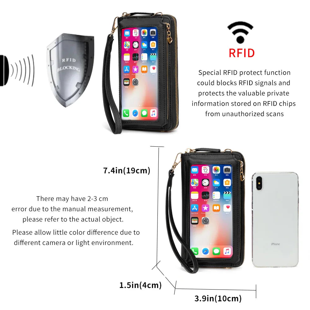 RFID PU Large Capacity Shoulder Bag for Women
