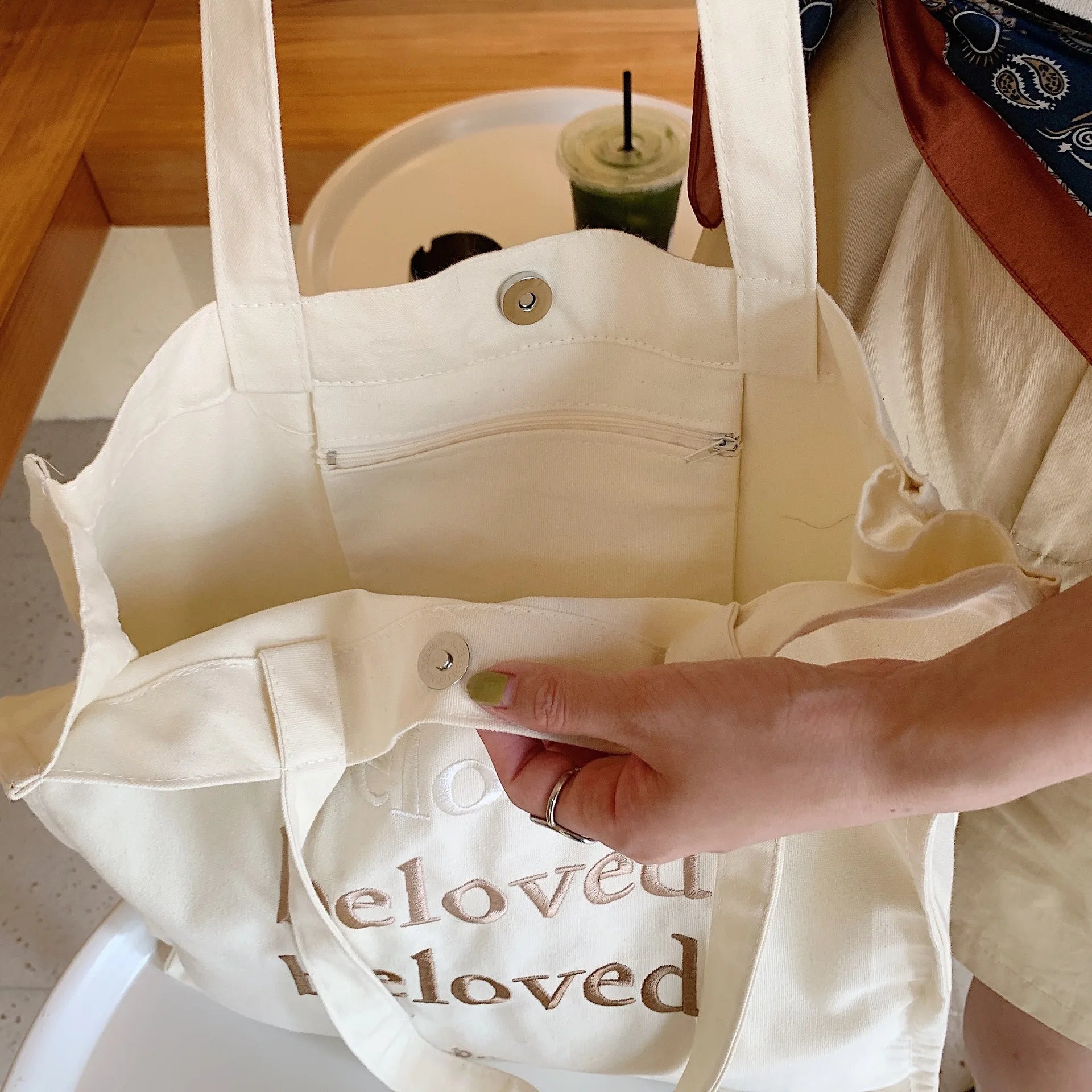 Solid Girl Student Shoulder Bag Casual Letter Embroidery Women's Canvas Bag