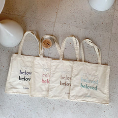 Solid Girl Student Shoulder Bag Casual Letter Embroidery Women's Canvas Bag
