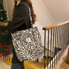Retro Floral Print Corduroy Shoulder Bag Young Girls Casual Handbag