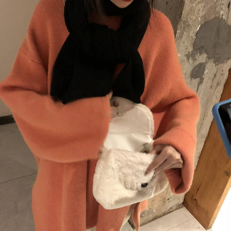 Women Winter Faux Rabbit Fur Bag Small Chain Messenger Soft Handbags