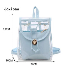 Clear PVC Backpack Women Drawstring School Bag