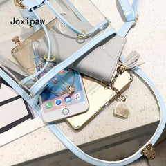 Clear PVC Backpack Women Drawstring School Bag