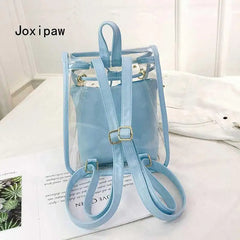 Clear PVC Backpack Women Drawstring School Bag
