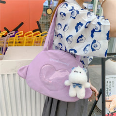 Heart Shoulder Bags for Girls Candy Tote Handbags Preppy Style Pink Purple