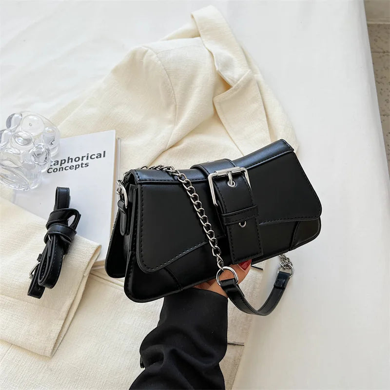 High Chains Shoulder Bags Retro Texture Messenger Bag