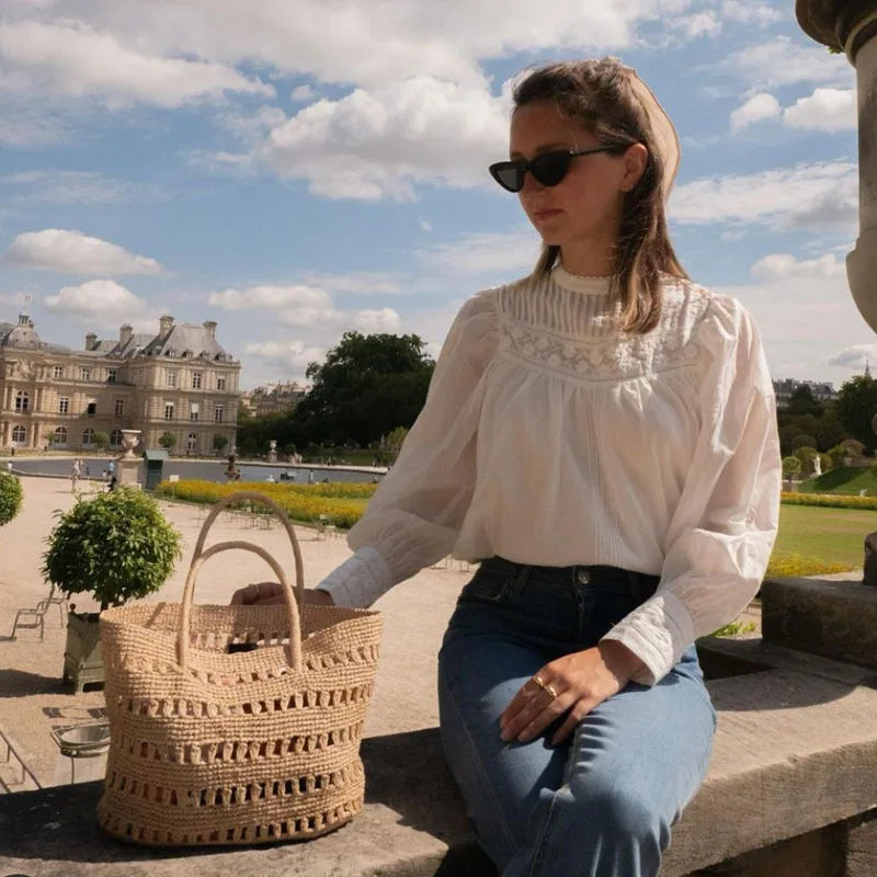 Straw Bag Ins Fire Hollow Air One-Shoulder Hand-Woven Bag