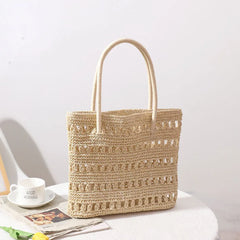 Straw Bag Ins Fire Hollow Air One-Shoulder Hand-Woven Bag