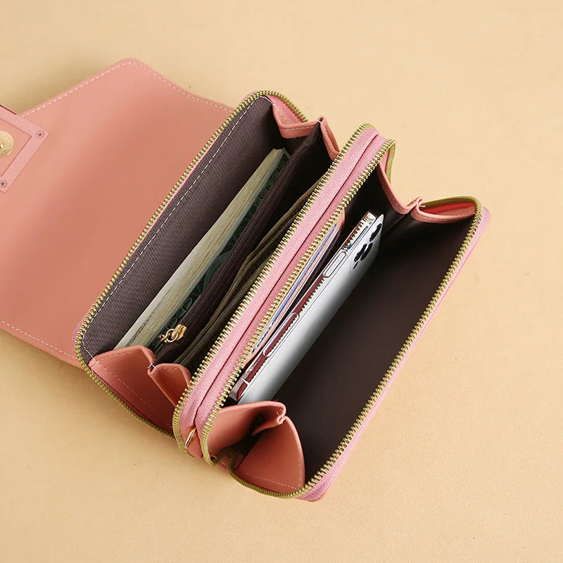 Soft Leather Single Shoulder Bag Female Multi-functional Zipper Diagonal Wallet