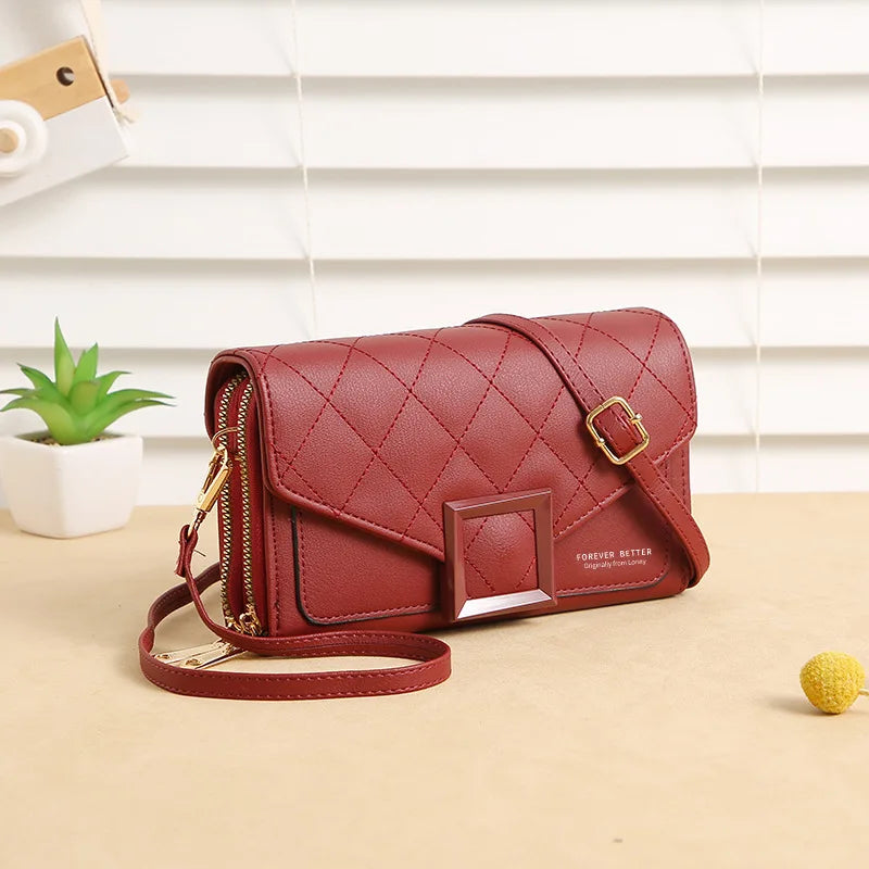 Soft Leather Single Shoulder Bag Female Multi-functional Zipper Diagonal Wallet
