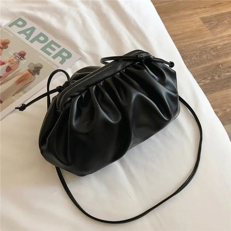 Pleated Crossbody Bag Soft-Faced PU Shoulder Bag