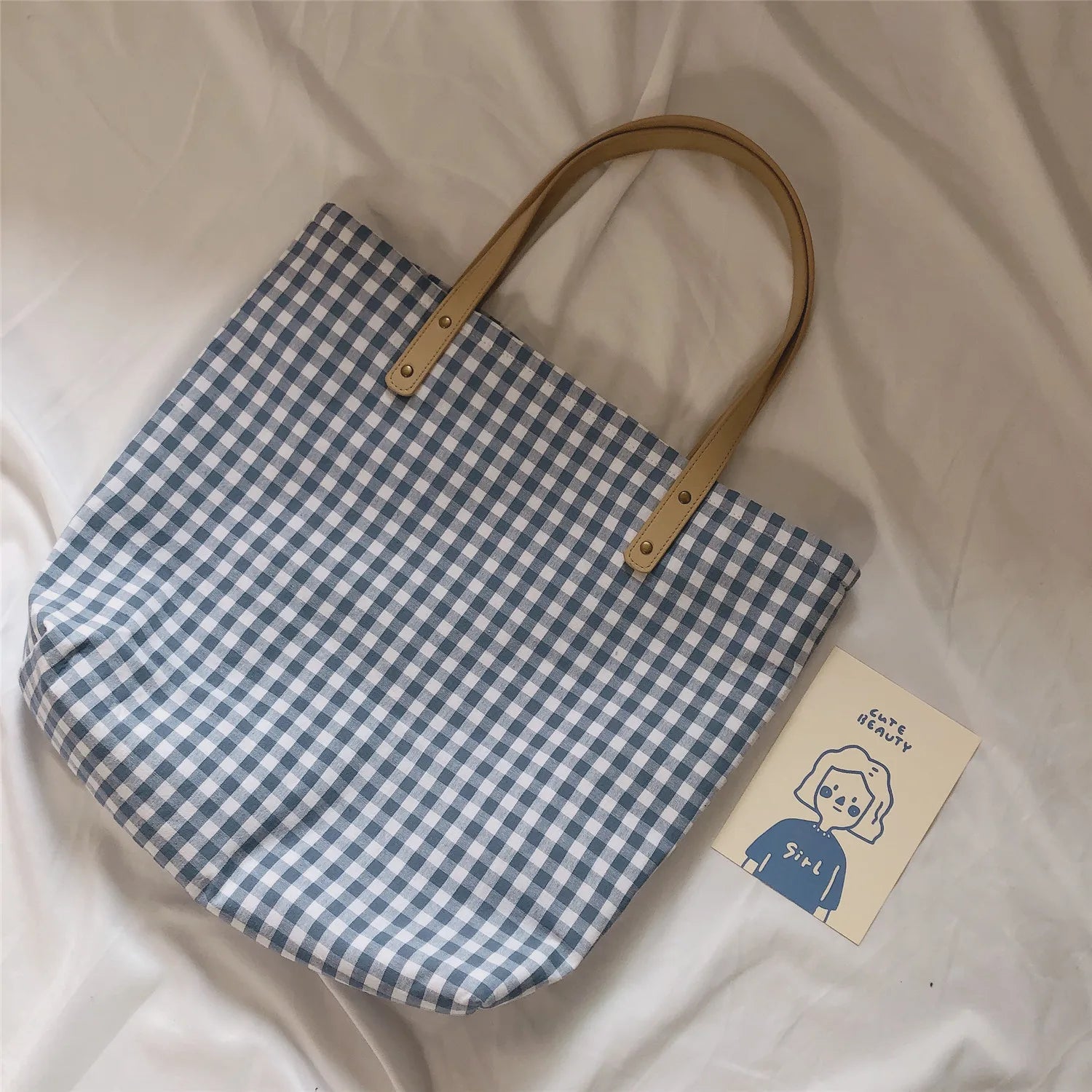 Vintage Plaid Women Large Capacity Tote Bag