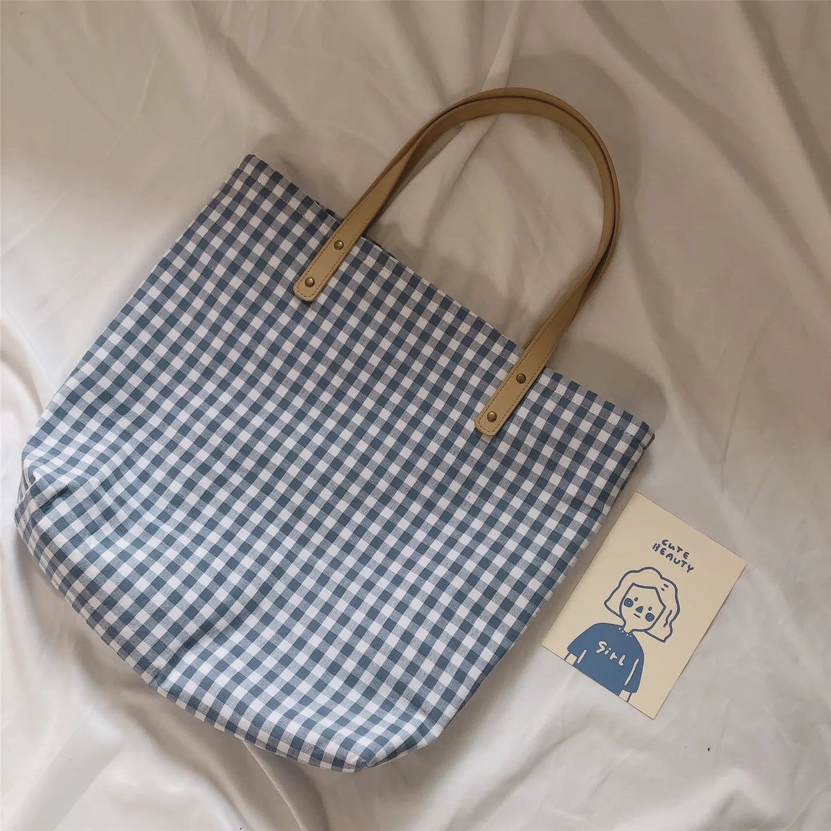 Vintage Plaid Women Large Capacity Tote Bag