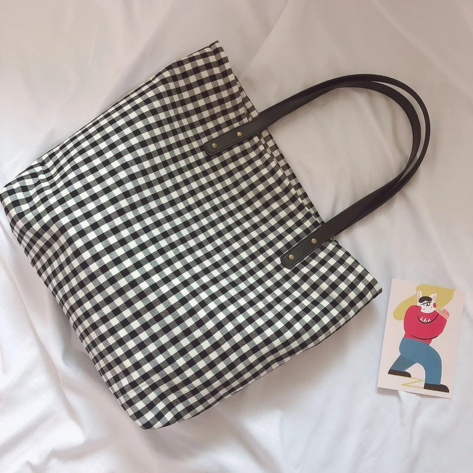 Vintage Plaid Women Large Capacity Tote Bag