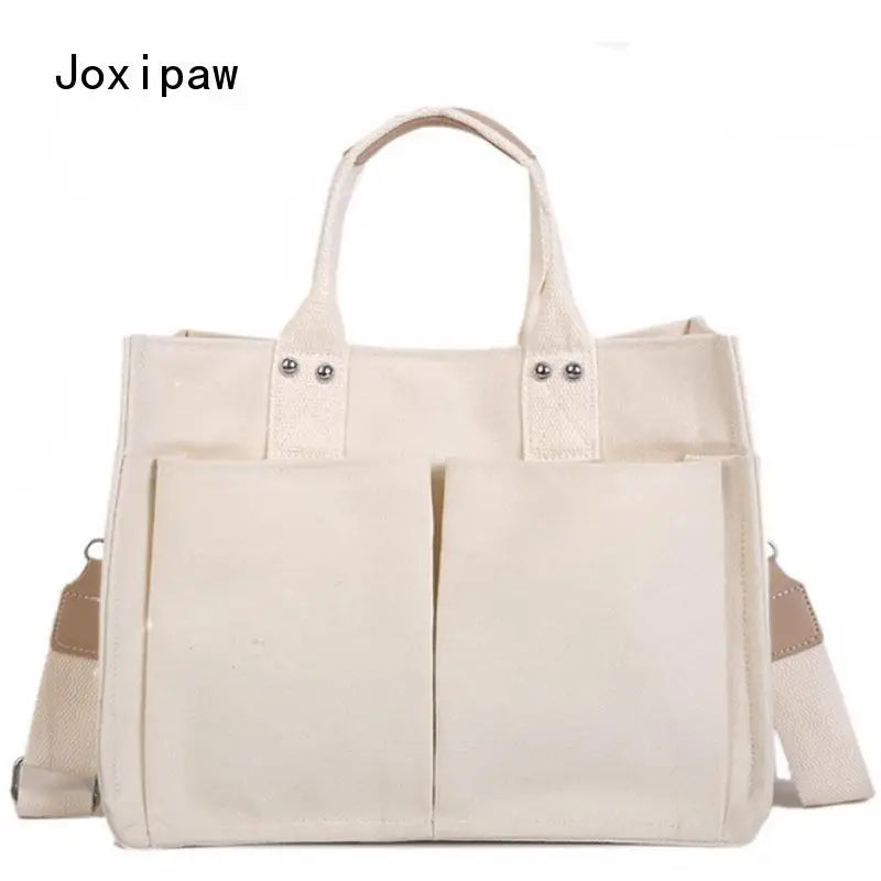 Vintage Canvas Shoulder Bag for Women Large Capacity Handbag Casual Crossbody