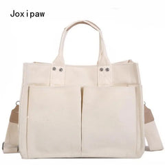Vintage Canvas Shoulder Bag for Women Large Capacity Handbag Casual Crossbody
