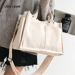 Vintage Canvas Shoulder Bag for Women Large Capacity Handbag Casual Crossbody