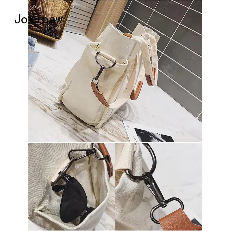 Vintage Canvas Shoulder Bag for Women Large Capacity Handbag Casual Crossbody