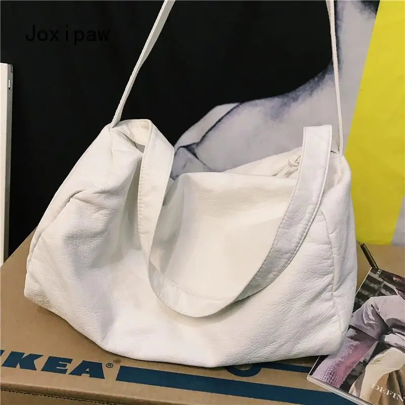 Vintage Large Capacity Leather Shoulder Bag for Women
