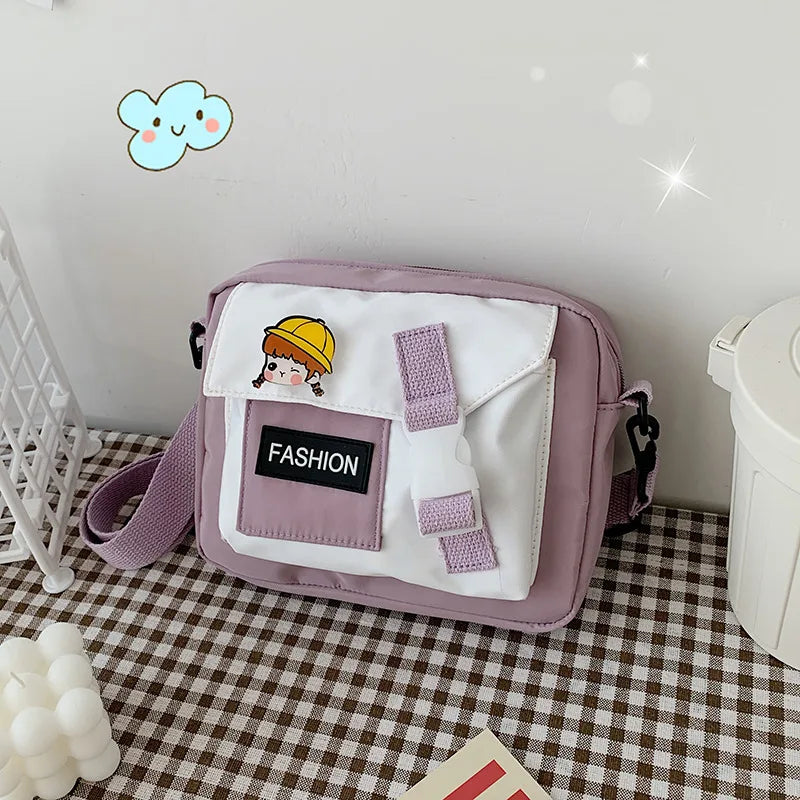 Nylon Small Square Shoulder Bag Girl Canvas Crossbody Phone Bag