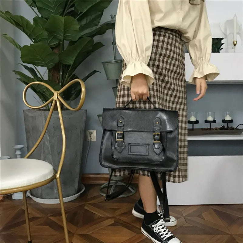 Vintage Women Backpacks Preppy Student Backpack Multi-functional 