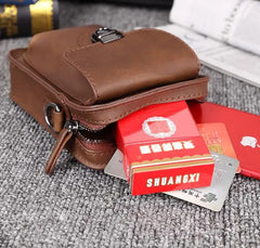 Men's Leather Shoulder Bag Crazy Horse Mini Waist Bag