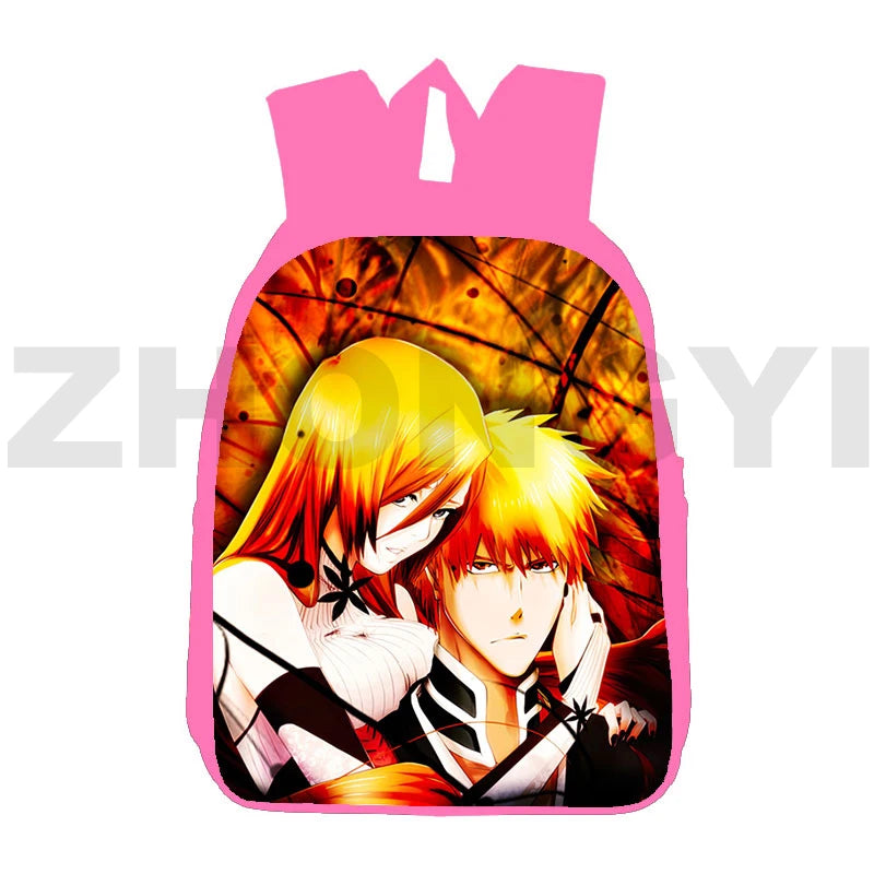 Kurosaki Ichigo Anime 3D Print Bleach Backpack Pink Canvas Knapsack