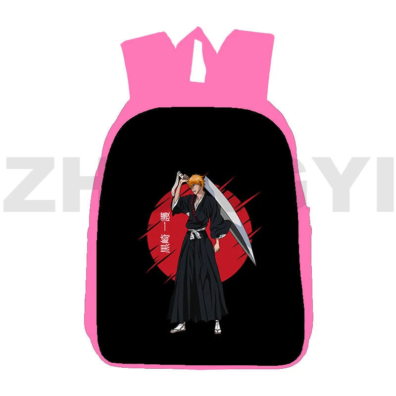 Kurosaki Ichigo Anime 3D Print Bleach Backpack Pink Canvas Knapsack