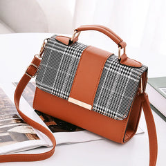 Plaid Flap Women Covered Bag PU Leather Cross Handbag